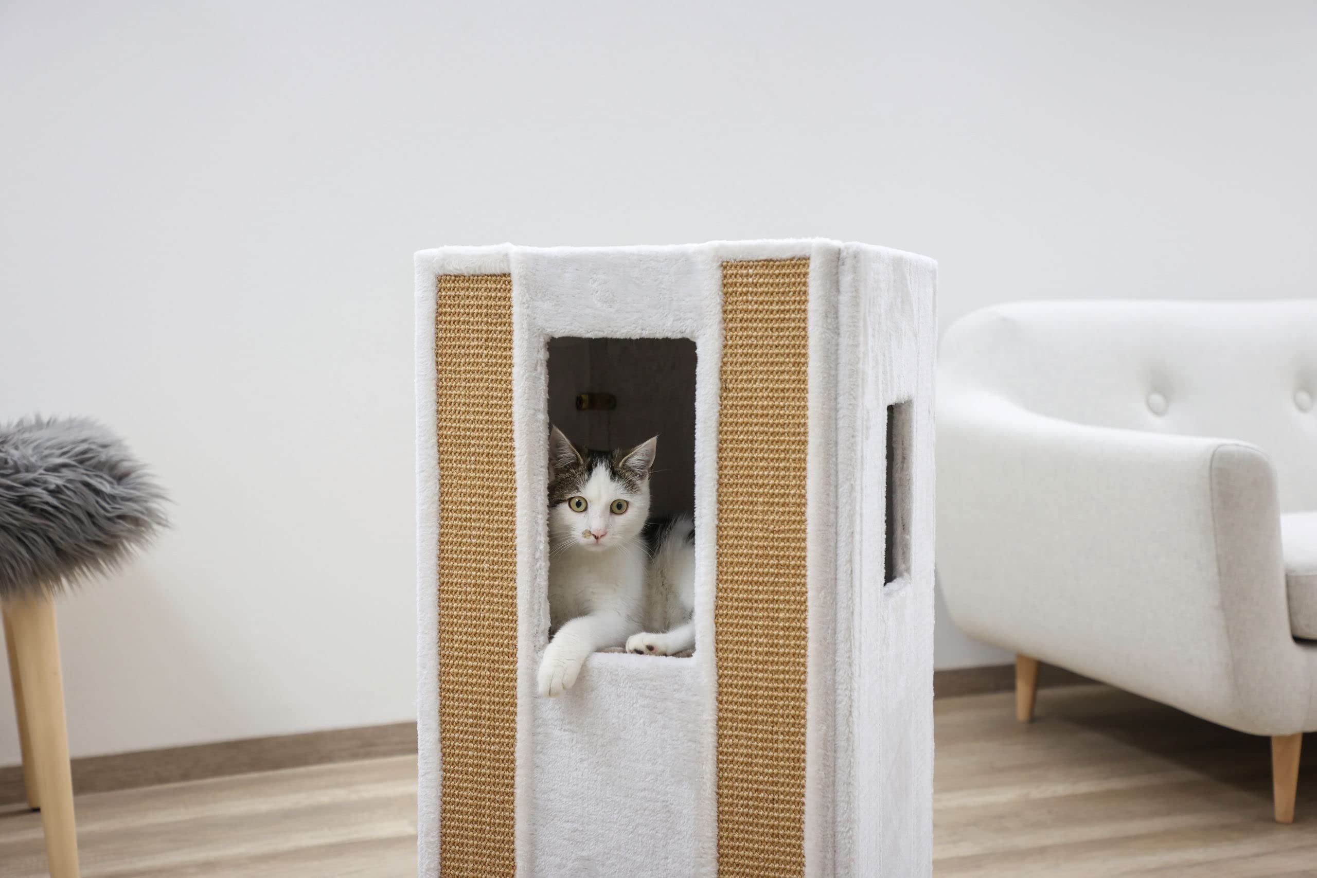 Kerbl Pet 81551 Kratztonne Galina, 40 x 40 x 78 cm, weiß
