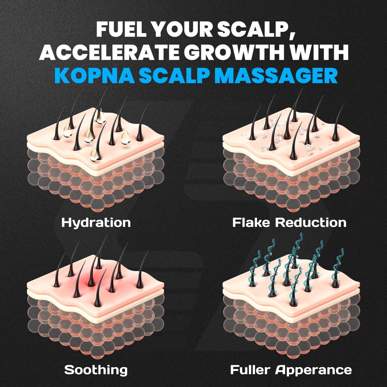 2-in-1 Electric Scalp Massager with Nano Mist Serum Applicator, Waterproof Rechargeable Head & Scalp Massage Brush with Moving Massage Teeth for Relaxing Scalp Care and Hair Care Routine