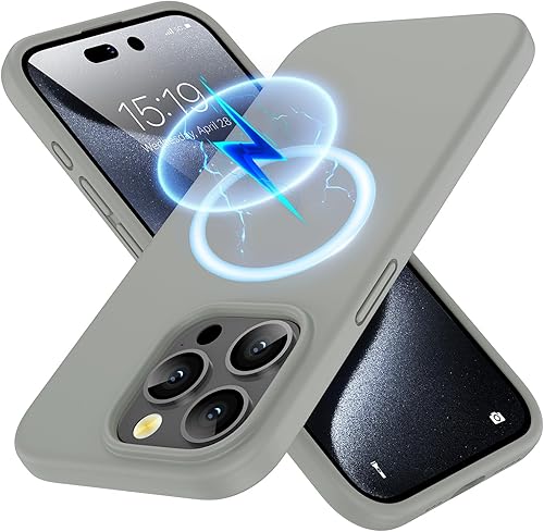 Kimguard Magsafe - Funda magnética de silicona para iPhone 15 Pro, funda de silicona con forro de microfibra para iPhone Pro de 6.1 pulgadas 2023,