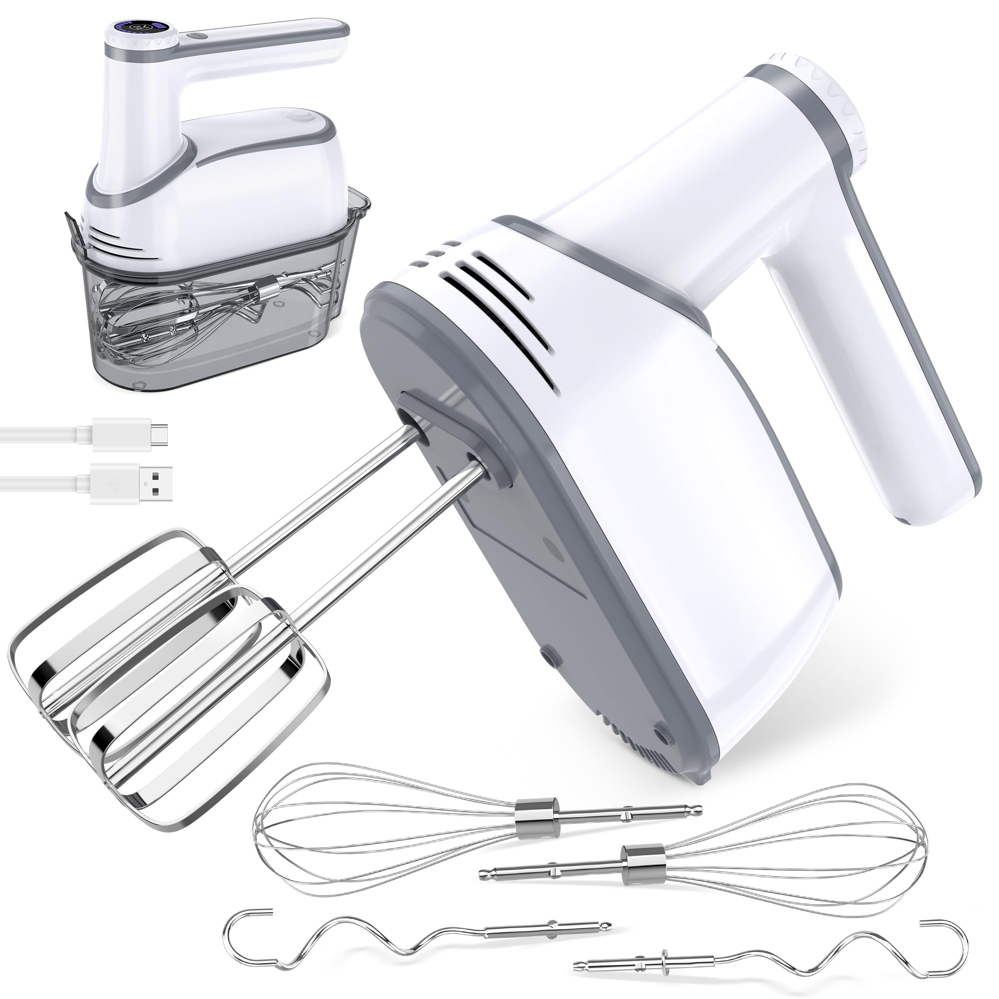 binROC 12-Speed Cordless Hand Mixer White