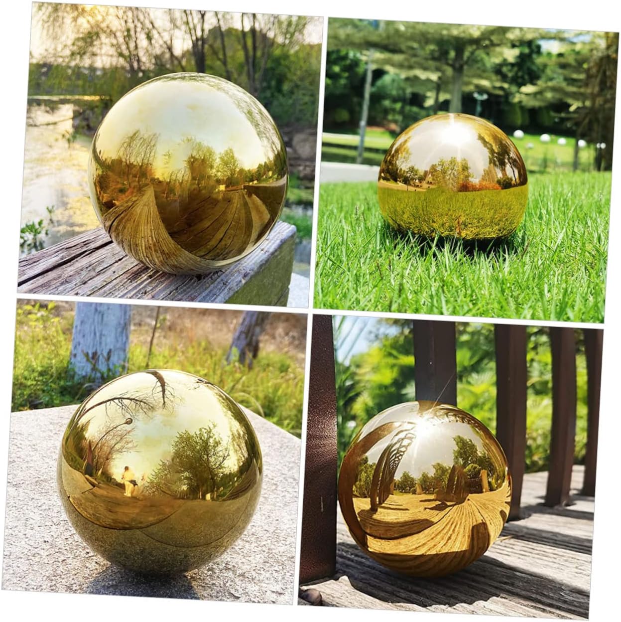 TOYANDONA 8pcs Reflective Outdoor Gazing Spheres Stainless Steel Mirror Ball for Garden Decor