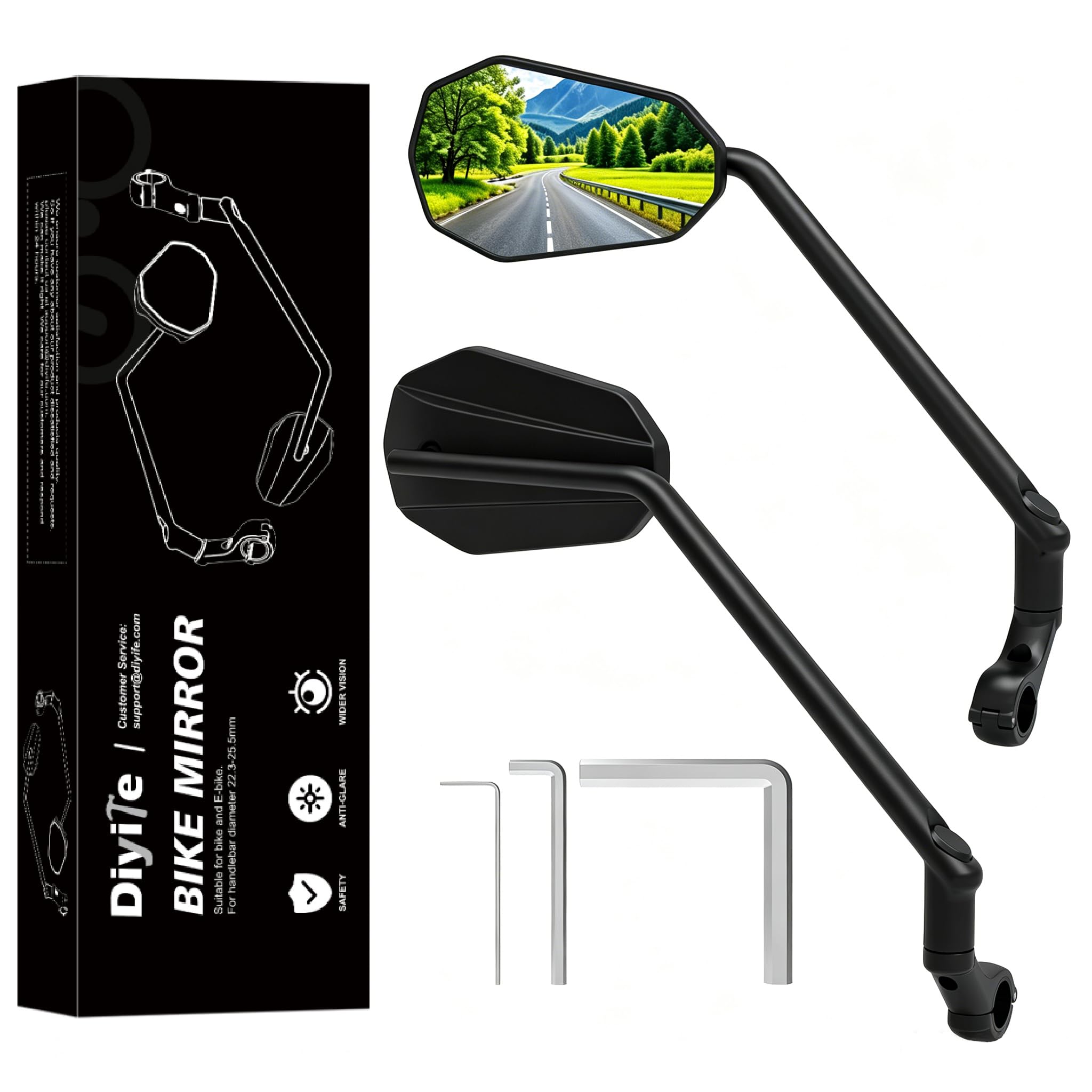Diyife Long Bike Mirror 2-Pack
