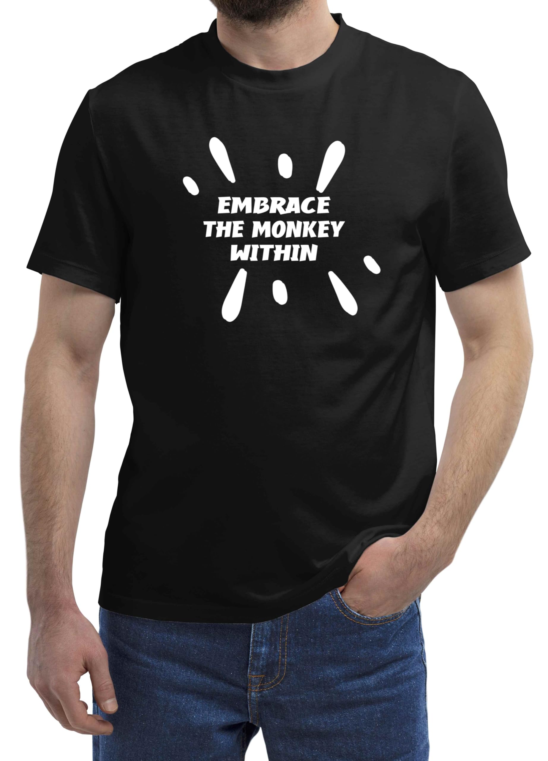 Unique Monkey Design Gifts, for Uncle's Anniversary - Fans Sweats and Men Women Multi Size Black T-shirt