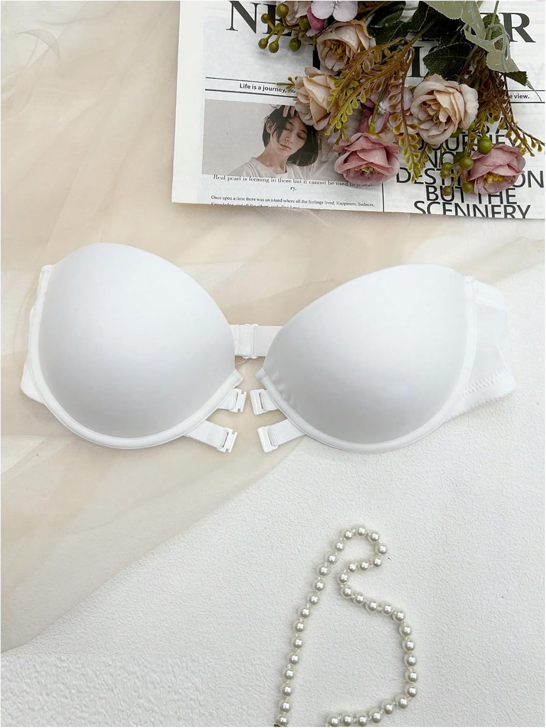 SweatyRocks Women's Strapless Bras Front Closure Padded Underwire Push Up Bra - Image 4