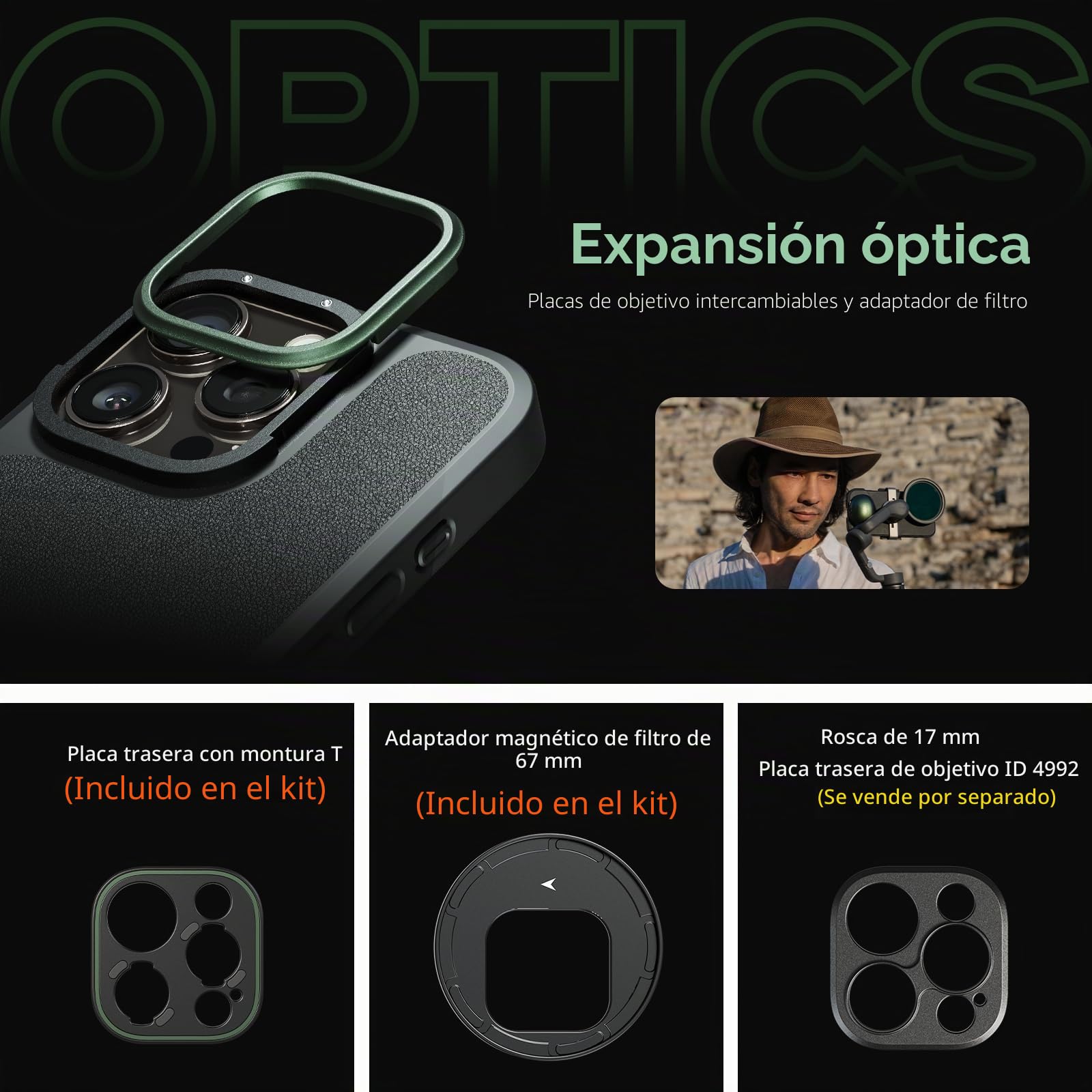 SmallRig Brandon Li - Kit de vídeo para iPhone 16 Pro Max, funda ligera con asas giratorias inalámbricas QR, filtro magnético VND de 67 mm, MagSafe