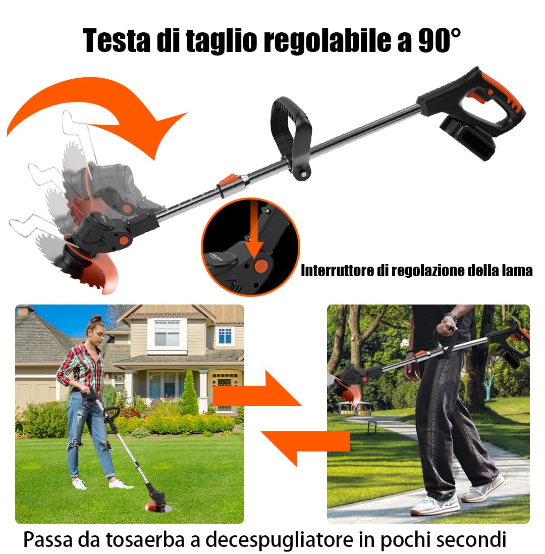 Desbrozadoras electrica, Desbrozadora Batería, Cortabordes Bateria 21 V, Cortabordes electrico 4 en 1,Desbrozadora Longitud retráctil, Adecuado para Jardines, céspedes,Villas. — view 5
