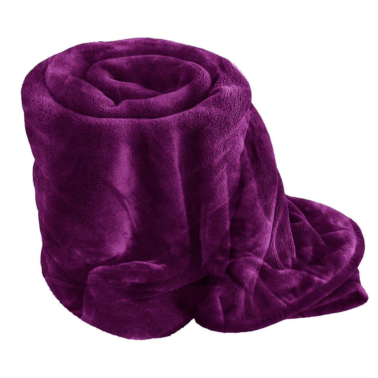 Comfy Night Soft Luxury Fake Faux Fur Mink Throw Sofa Bed Blanket (Aubergine/Purple, King (200 x 240)) โ image 1