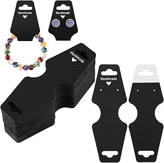 joycraft 100Pcs Bracelet Display Cards, 4.7x1.7 inch Self Adhesive Necklace Display Cards, Black Jewelry Holder Cards, Sturdy Hanging Jewelry Cards for Earring, Bracelet, Necklaces, Scrunchies