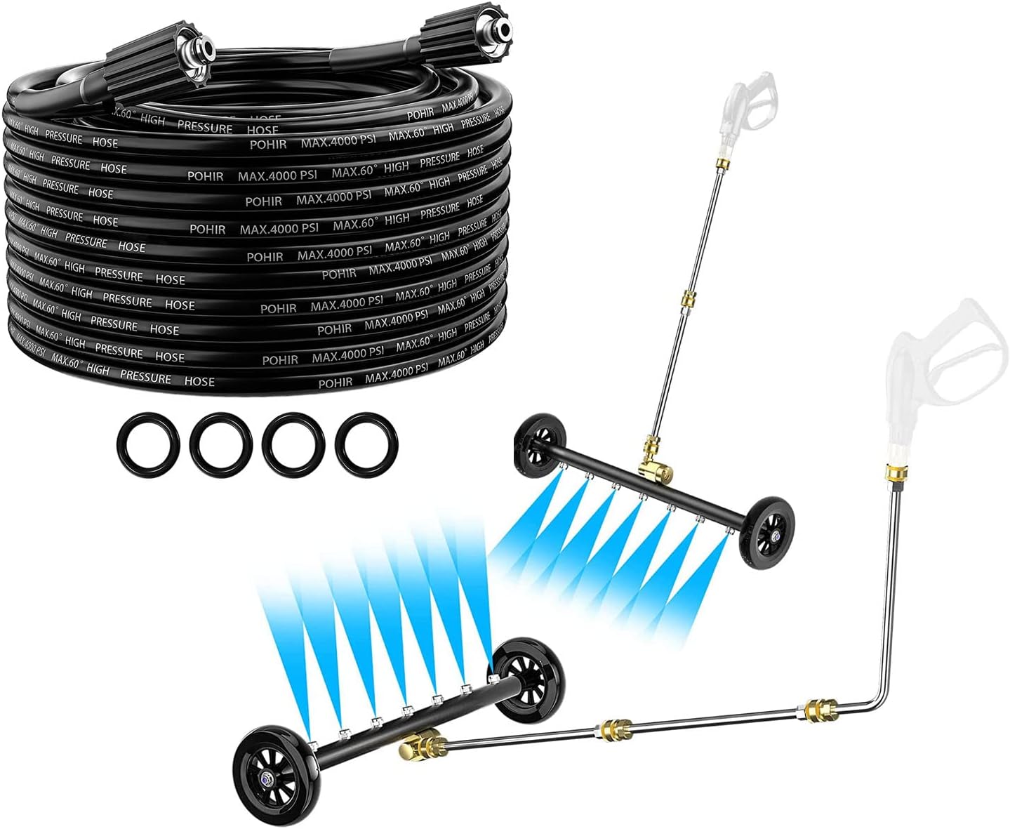 POHIR Pressure Washer Hose 25FT, Kink Resistant Power Washer Hose 1/4 Inch x 25 Feet