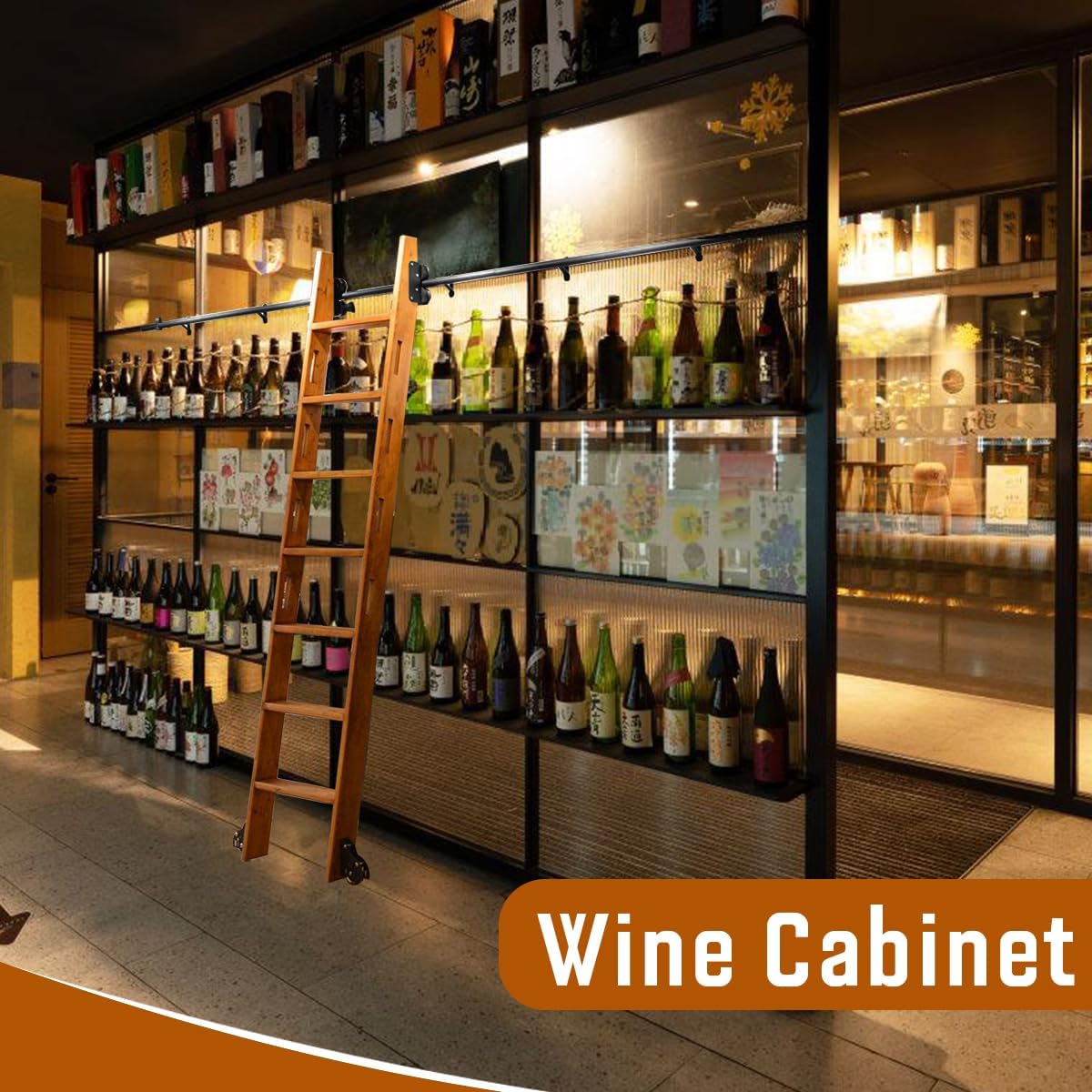 10ft Rolling Library Ladder Hardware Kit, Sliding Track Kit with Floor Rollers, Loft Hardware for Home Bookshelf Warehouse (No Ladder) - Image 5