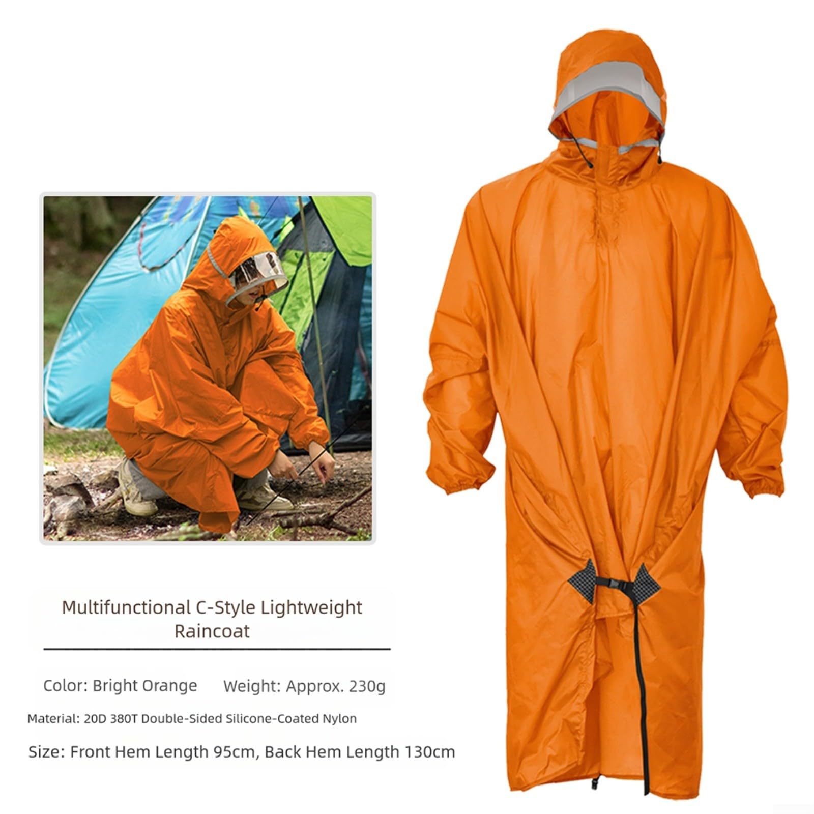 Housse de pluie 3 en 1 imperméable avec capuche en nylon silicone léger et bâche pour randonnée, camping, cyclisme - Convient aux sacs de moins de 50 L (A-vert)