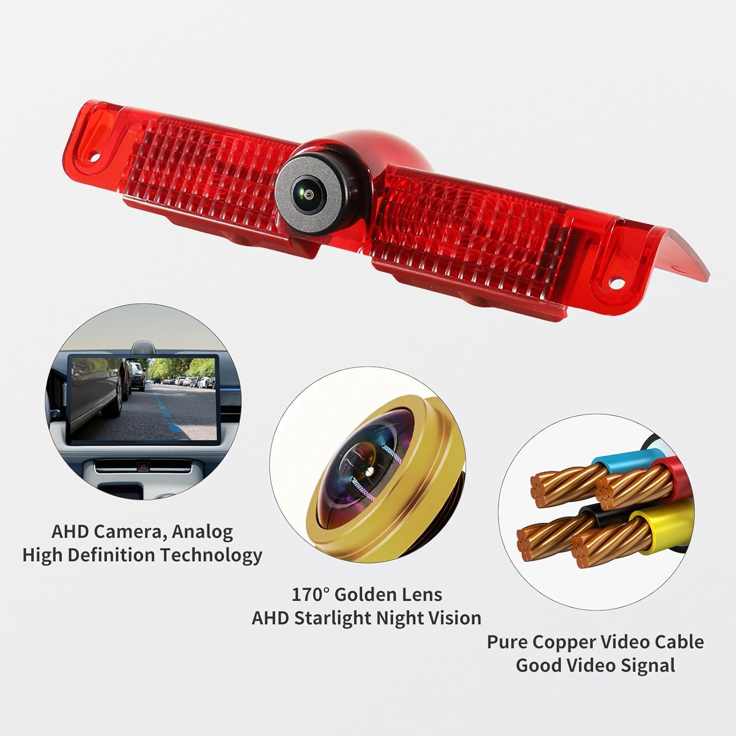 Third Brake Light Rear View Reverse Backup Camera Compatible with Chevy Express 2003-2019, 3rd Brake Light Position Mounted Reversing Lights with Backup Camera