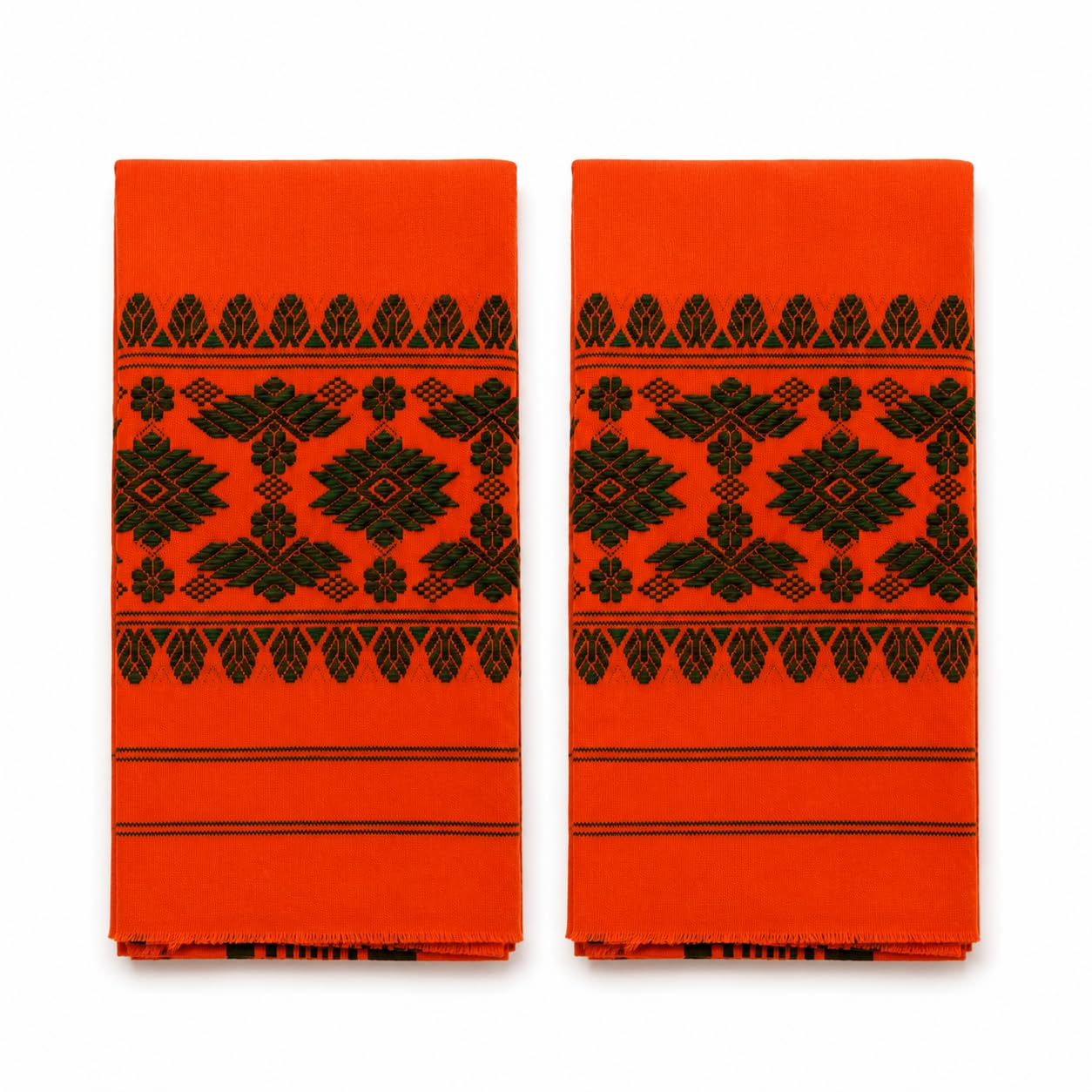 Men's Red Woven Stole with Black Geometric Border-picture-54