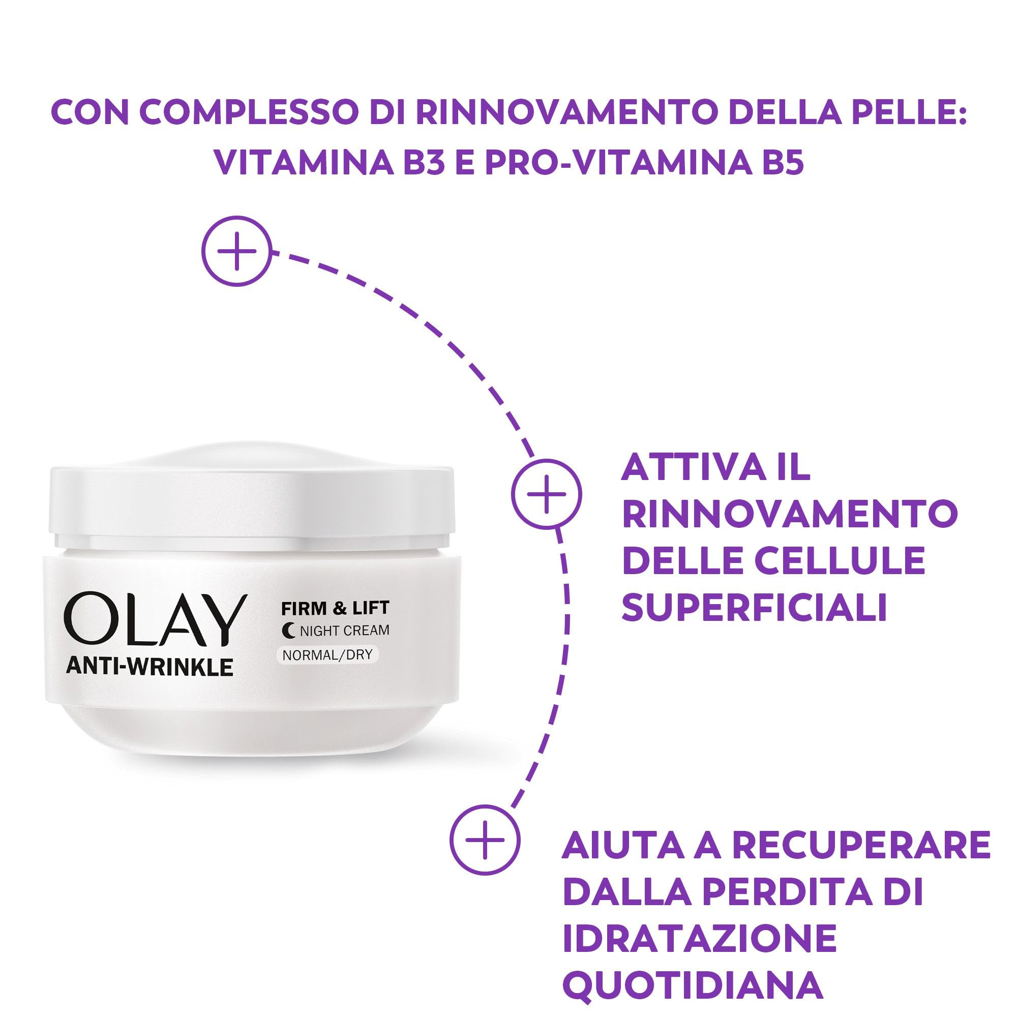 Olay/Olaz Anti-Rughe Tonifica E Rassoda Crema Notte Idratante Anti-Età, 50ml