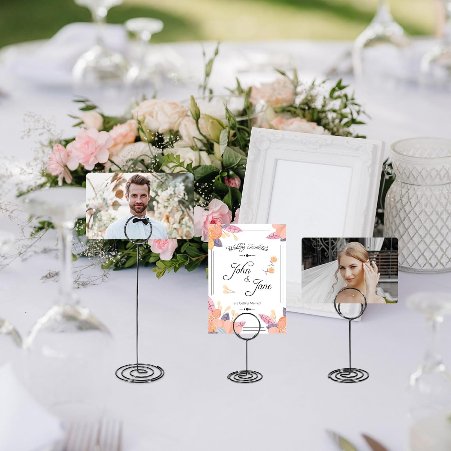 36pcs Table Number Holders,3 Size Place Card Holders Black Wire Photo Holder, Menu Memo Note Card Small Table Number Stands Picture Holder for Center Decoration Wedding Reception Party Birthday
