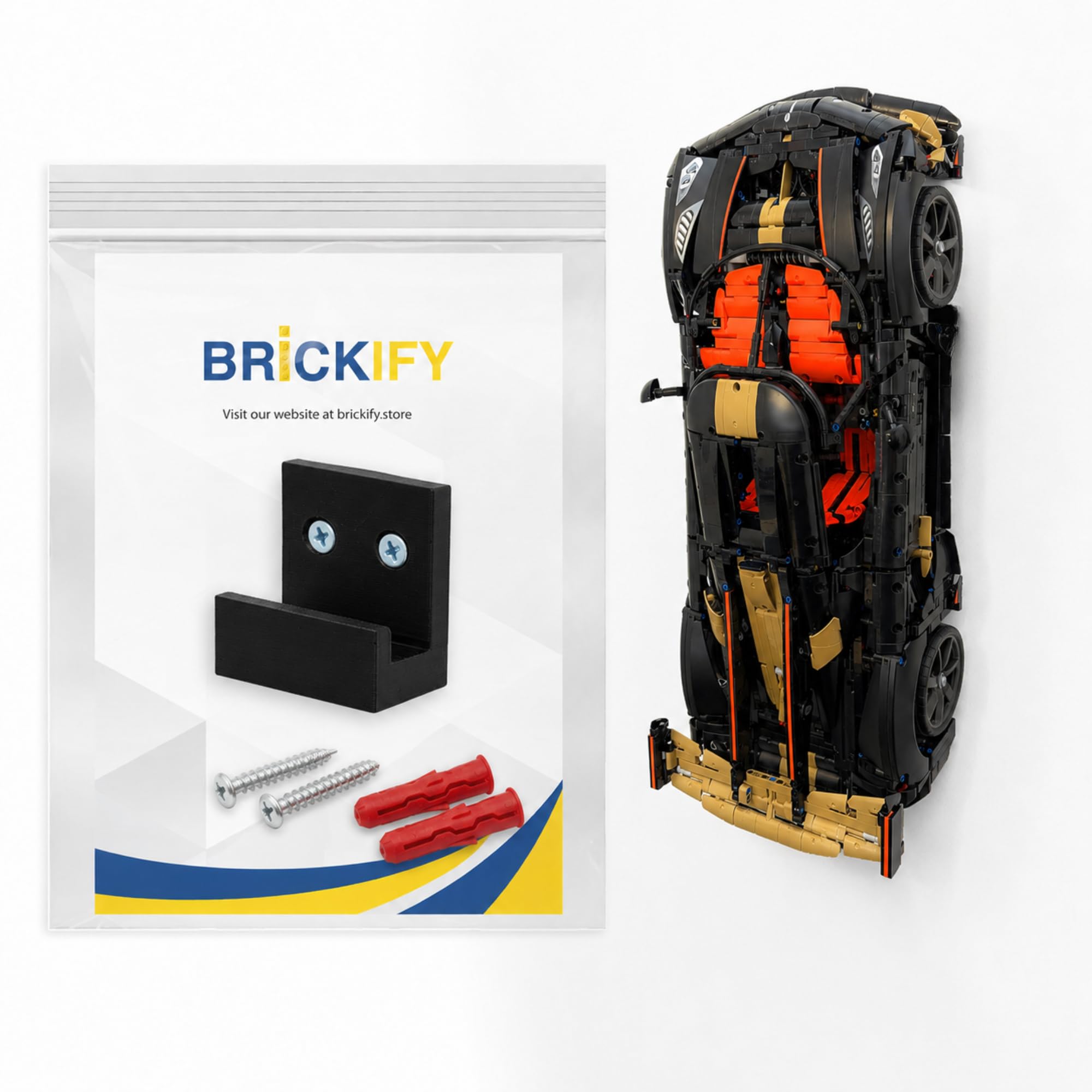 Wall Mount Bracket Compatible with LEGO Technic Koenigsegg Sadair's Spear 42232 – UK Made - Car Not Included – Hardware Included