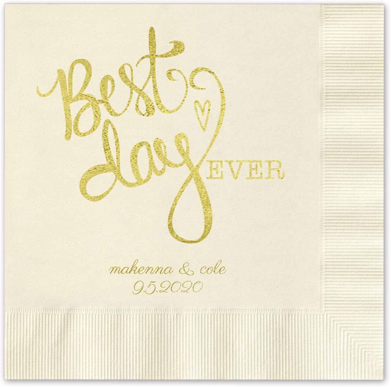 Best Day Ever Personalized Luncheon Napkins / 100 Hot Pink 3 Ply Paper Coined Dinner Napkins With Choice Of Foil/Folded 6 1/2" x 6 1/2" Napkins/Made In The USA