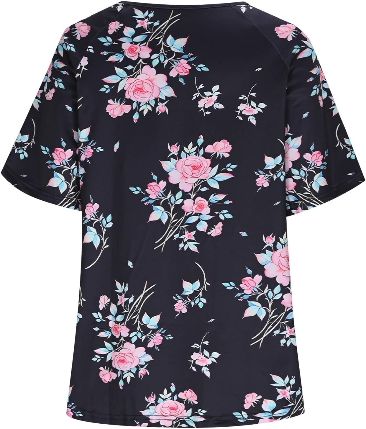 Women's Boho Floral Shirts Plus Size Fashion V-Neck Short Sleeves Loose Comfy T-Shirts Dressy Casual Blouse Tops