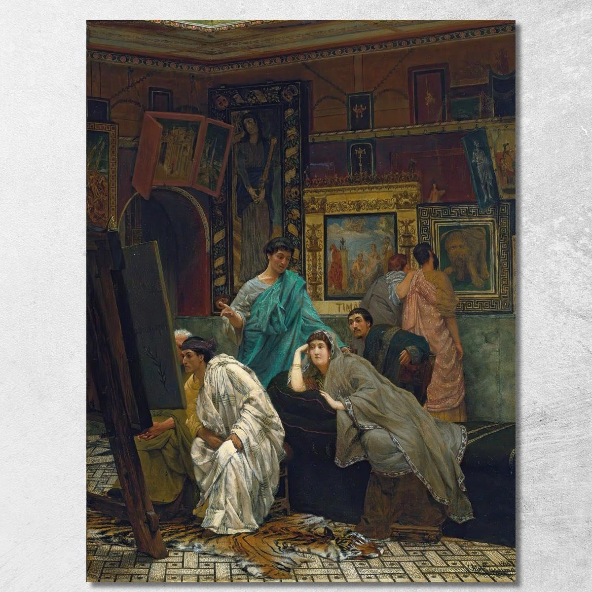 Der Sammler von Gemälden im Augusto Lawrence Alma-Tadema, lat39 Kunstdruck auf Leinwand, feine Kunst, fertig zum Aufhängen, 100 x 80 cm