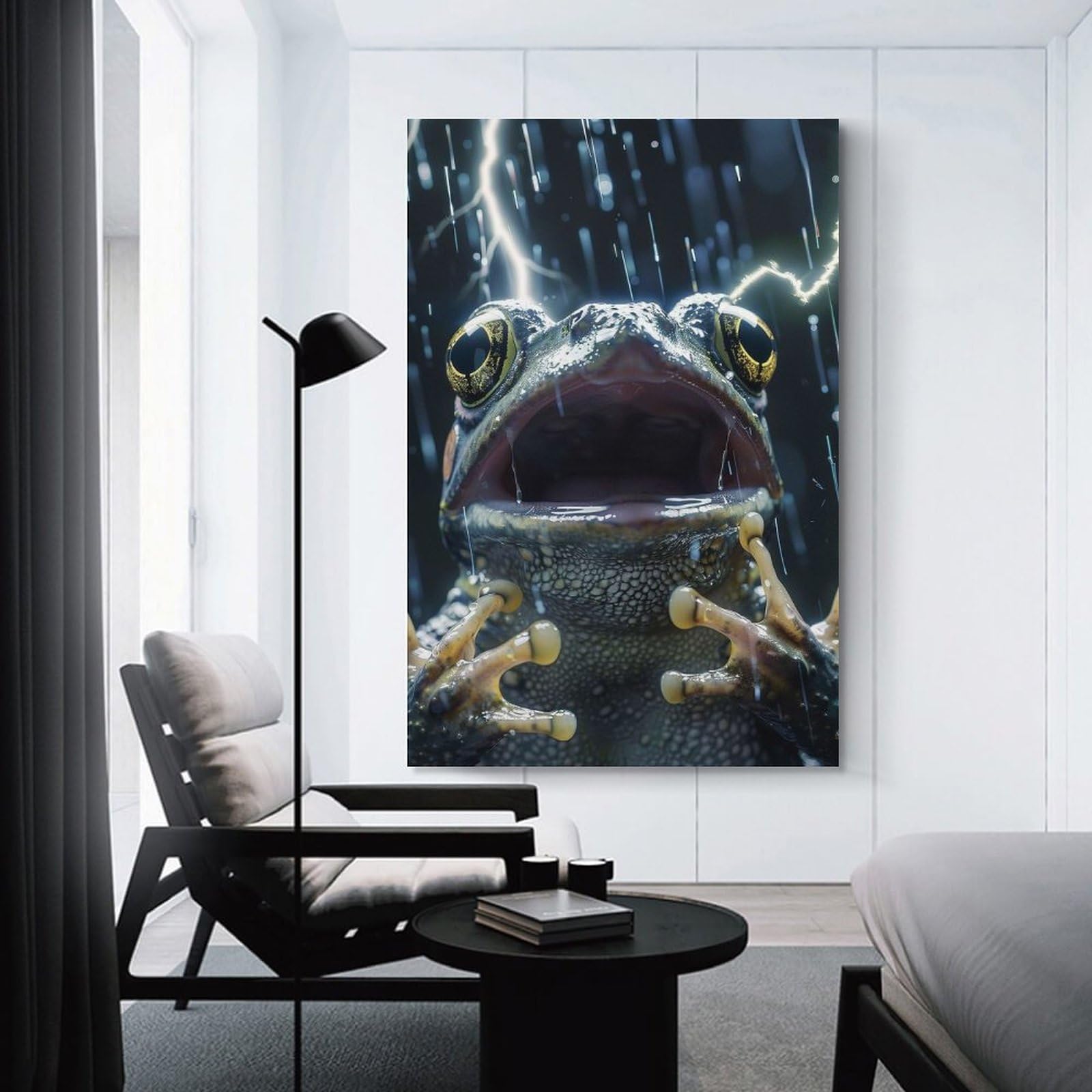 Junmoney Frog Lightning Room Decor Wall Art, 24x36inch(60x90cm), for Bedroom Walls, Guest Spaces Or Lounges, Stylish Decor for A Restful Room Update