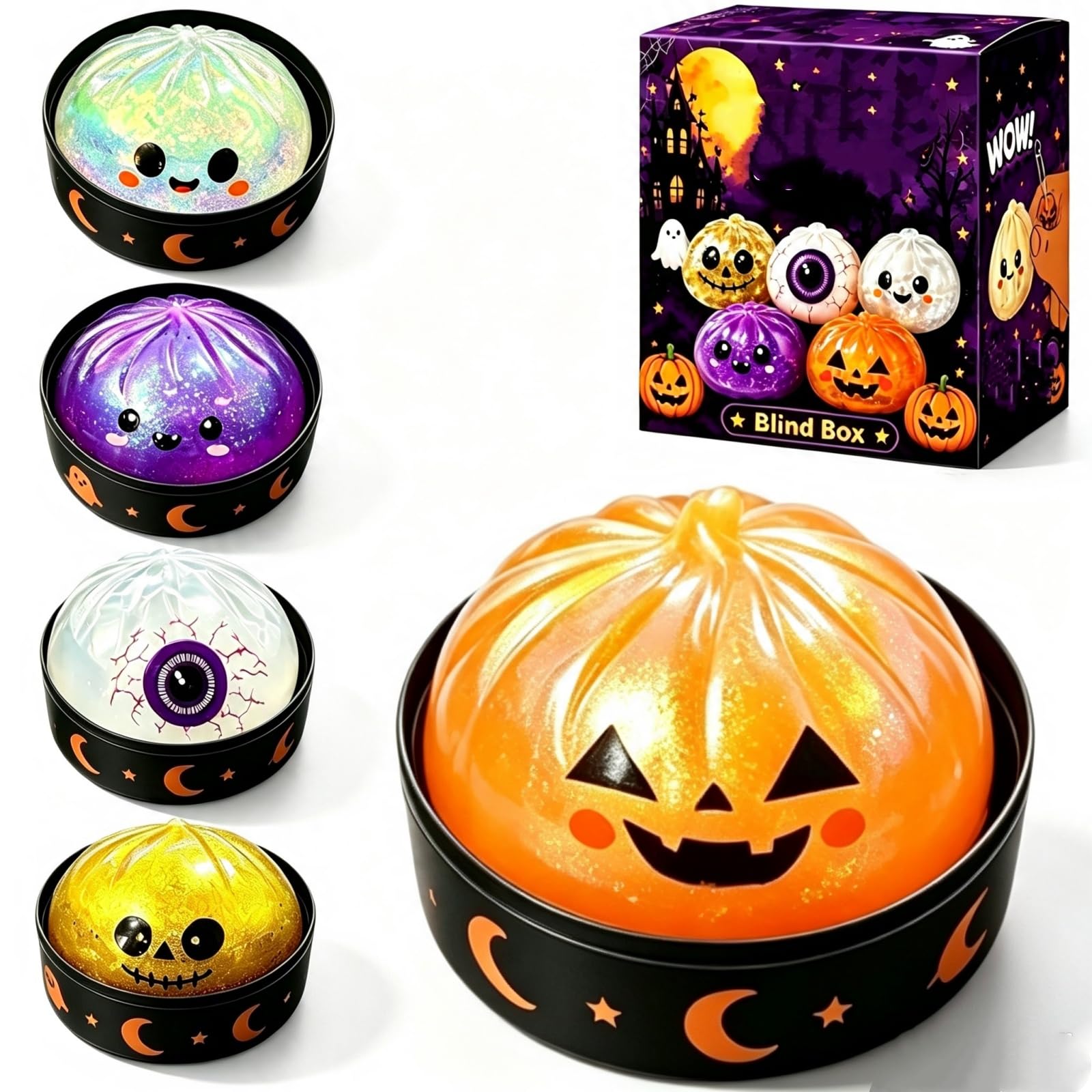 Halloween Squishy Mystery Box Set,Spooky Ghost Pumpkin Halloween Squish-ies