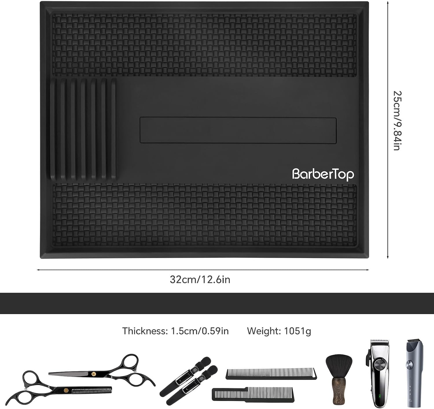 Magnetic Barber Mat for Clippers, with Magnetic Stripe and Professional Slot, Anti-Slip Pad for Salon Barber Grooming, for Clippers Scissors Comb Beauty Tools