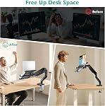 WALI Single Arm Laptop and Monitor Desk Mount (GSMP001NLP), Black | 2-in-1 Adjustable Monitor Arm with Laptop Tray, Fits for 17" Notebook and Up to 32" Screen, Holds 10-12kg, VESA 75x75 100x100