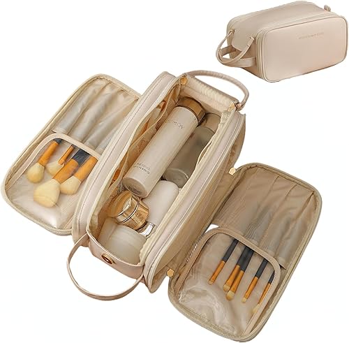 Bolsa de maquillaje de viaje para mujer, bolsa grande para cosméticos para viajar, organizador de maquillaje de viaje impermeable, bolsa de aseo
