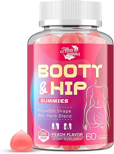 Gomitas de botín para mujer, gomitas BBL con péptidos de colágeno bovino, mezcla de hierbas con aguaje, fenogreco, kwao krua, ñame salvaje, cardo