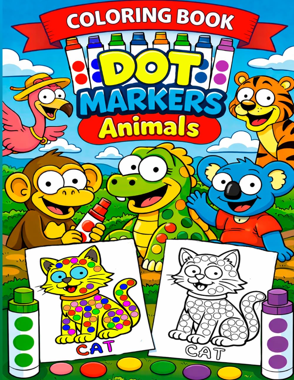 DOT MARKERS COLORING BOOK ANIMALS FOR KIDS AGES 1 TO 8: 50 IMAGES FOR FUN AND EDUCATIONALS ACTIVITIES