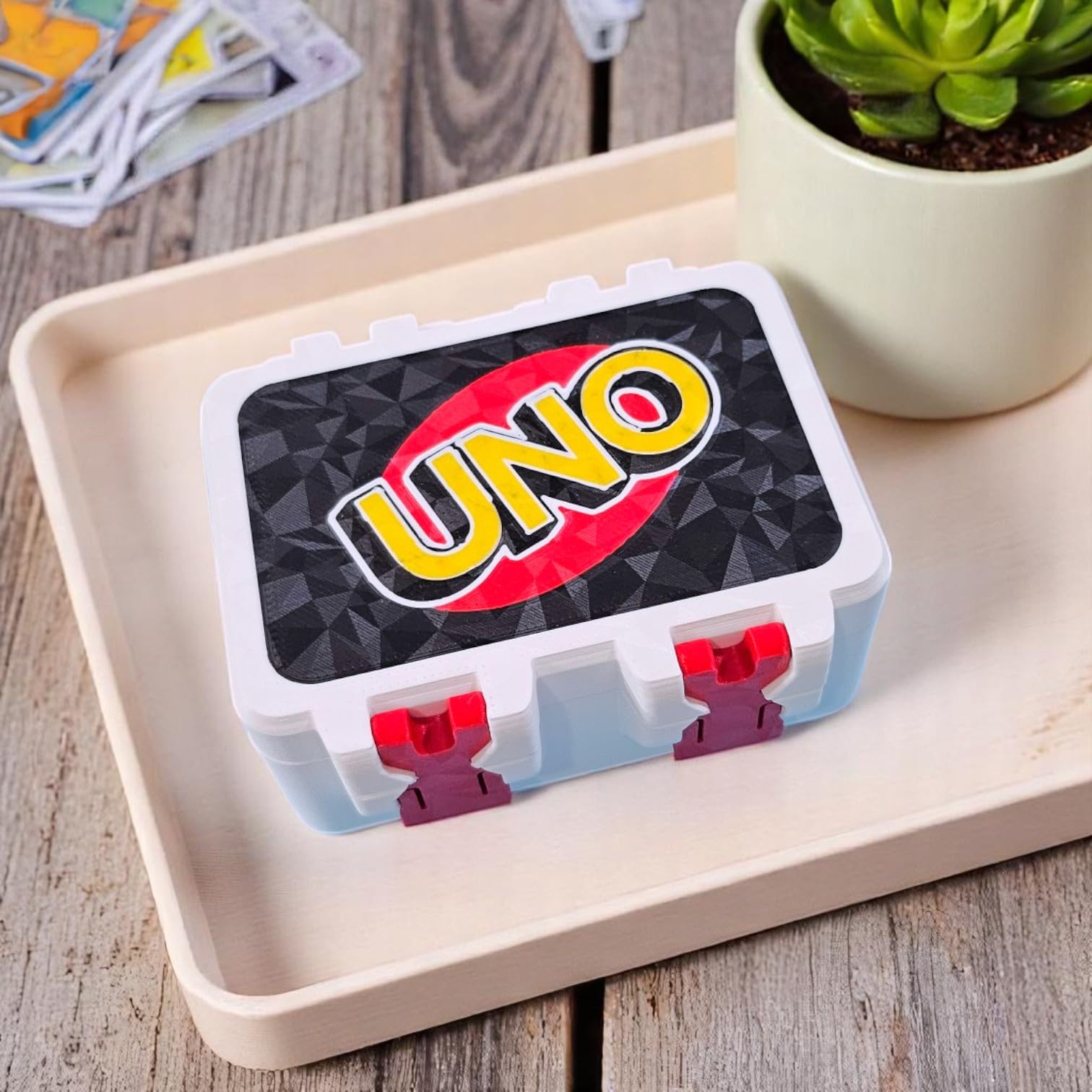 Sentosa Uno Card Game Storage Box with Snap On Locks, Inner Tray, Multicolor, Durable (Box + 1 Card Deck)-image-34