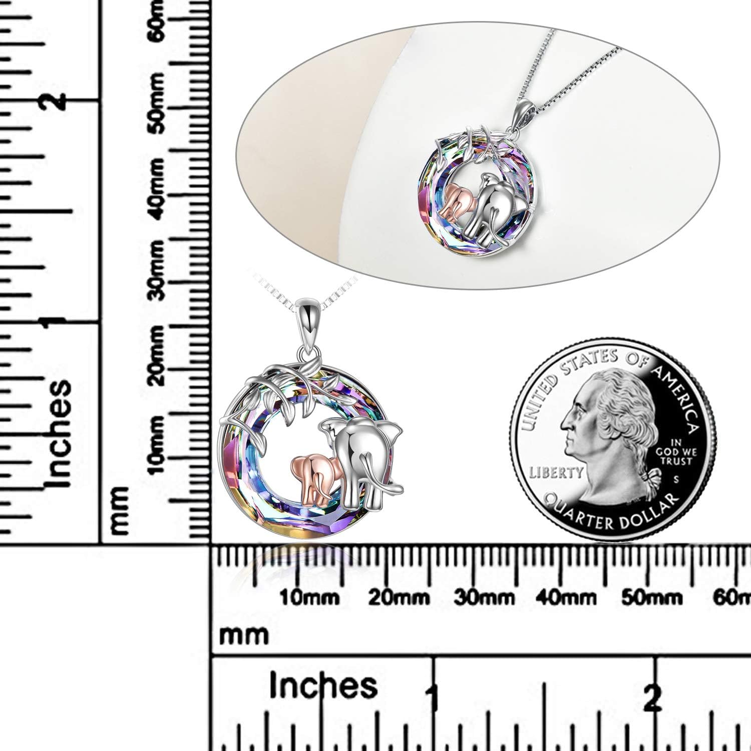 POPLYKE Elephant Mothers Day Gifts for Mom from Daughter Sterling Silver Elephant Pendant with Blue/Purple/Volcano Crystal for Women Daughter Wife - Image 2