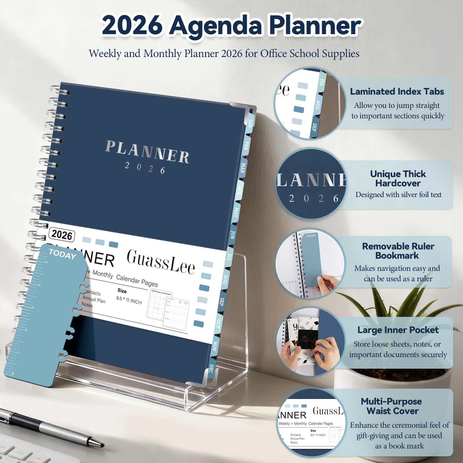 GuassLee Large 2026 Planner Weekly and Monthly Planner from January 2026-December 2026 8 5x 11 Calendar Agenda Book — view 7