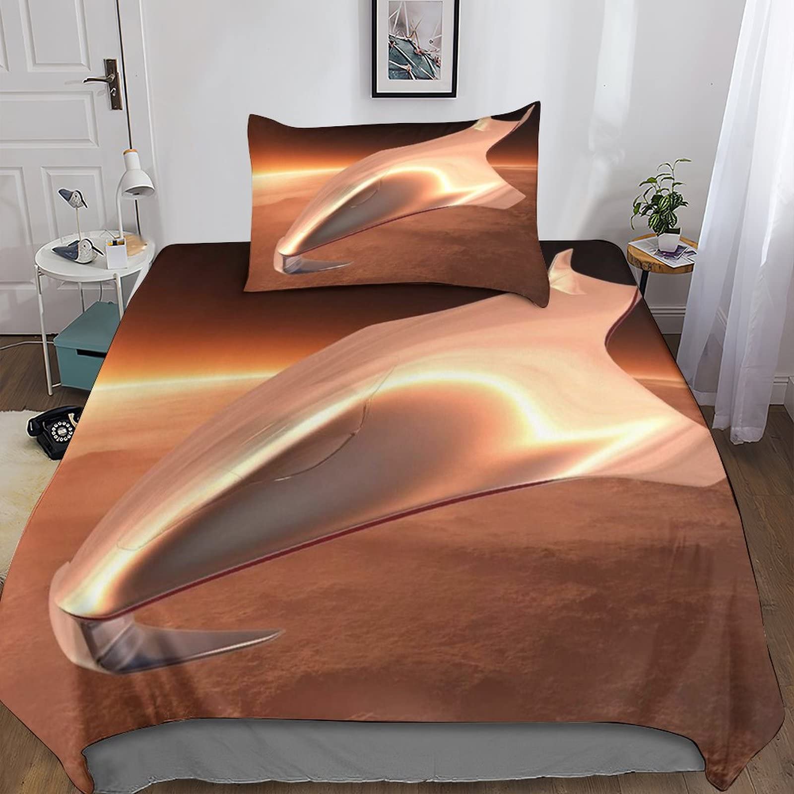 Ensemble de literie space ship facile à enfiler avec fermeture éclair parure lit 135x200 ado