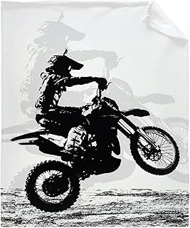 Todeyya Dirt Bike Throw Blanket Motocross Racer Extreme Sports Printed Super Soft Flannel Fleece Plush Lightweight Fuzzy Cozy Blanket for Kids Men Gifts Couch All Season M 60