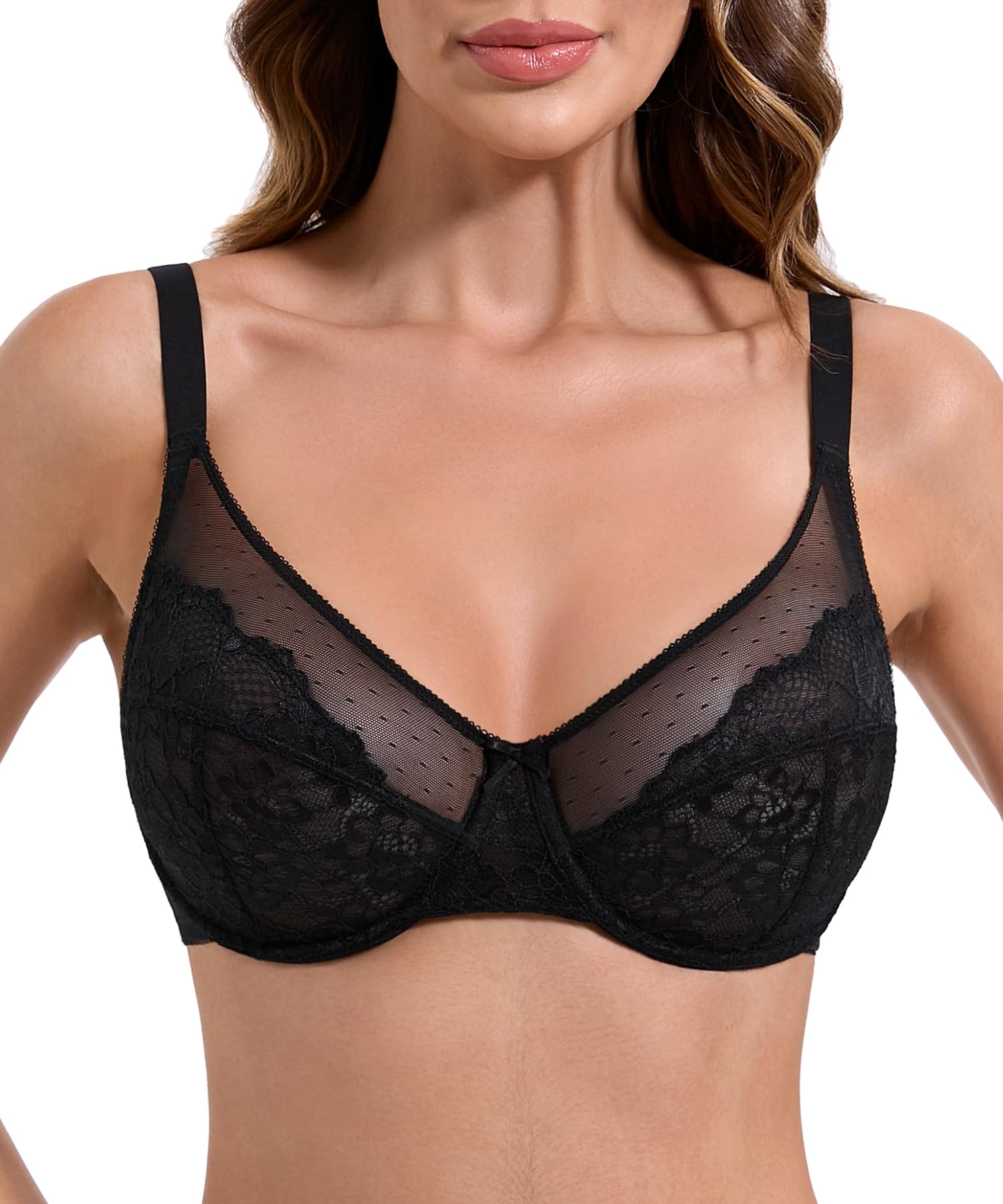 HACI Full Coverage Minimizer Bras Plus Size Lace Unlined Underwire Bras for Women's Non-Padded Underware