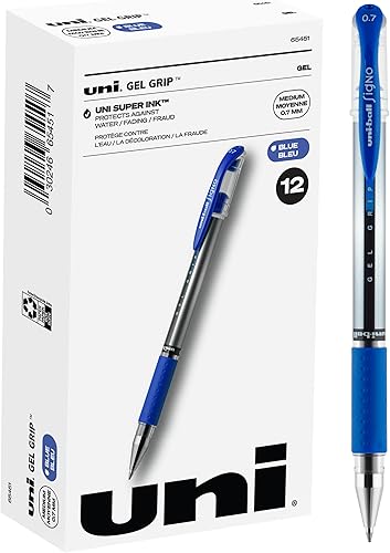 Uniball Signo Gel Grip - Paquete de 12 bolígrafos de gel medianos de 0.028 in, bolígrafos de colores, suministros de oficina, bolígrafos de colores,