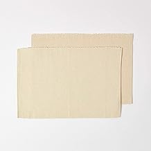 HOMESCAPES Set of 2 Cream 100% Cotton Ribbed Placemats Rectangular Fabric Washable Placemats
