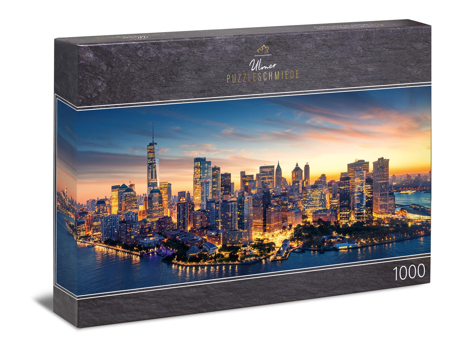 Ulmer Puzzleschmiede - Puzzle panoramico da 1000 pezzi "New York City Skyline" – Puzzle USA con New York all'alba