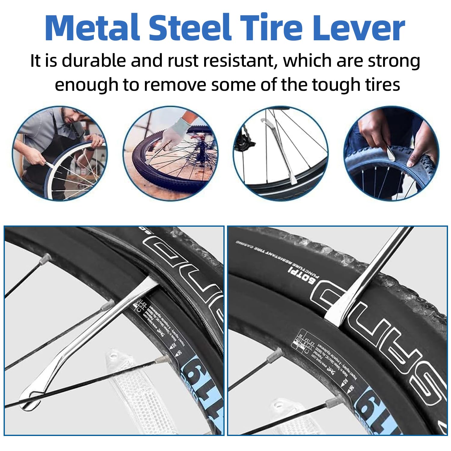 4-teiliges Fahrrad Werkzeug Set - Reifenheber, Kurbelabzieher & Kassettentool