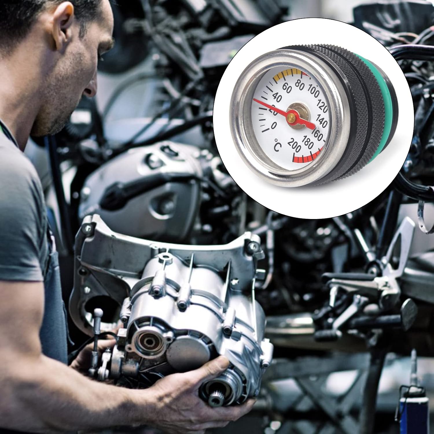 Oil Tank Dip Stick Temperature Gauge Motorcycle Accessories Oil Temperature Gauge