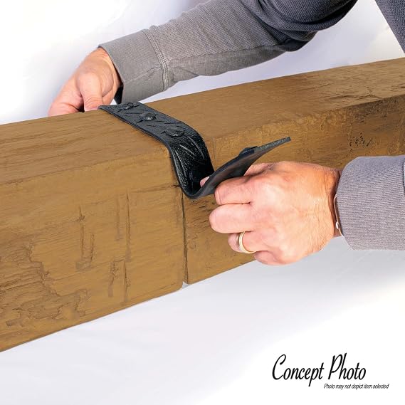 Outwater Artisan Sand Blasted Faux Wood Beam Kit, 6in x 6in x 15.67ft, Unfinished U-Style Polyurethane Beam with Rubber Strap, 2-Piece 94in Sections, Lightweight Decorative Ceiling Accent