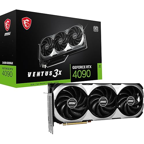 MSI GeForce RTX 4090 Ventus 3X 24G OC Gaming Graphics Card - 24GB GDDR6X, 2595 MHz, PCI Express Gen 4, 384-bit, 3X DP v 1.4a, HDMI 2.1a (Supports 4K & 8K HDR)