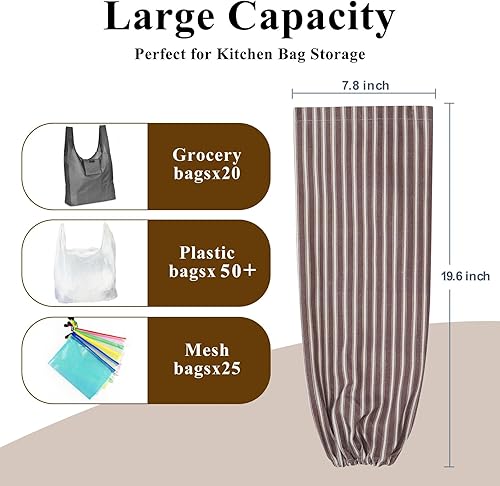 Miniatura 3 de TOGETRUE Soporte para bolsas de plástico, soporte para bolsa de comestibles, organizador de bolsas de basura reutilizable para decoración del hogar