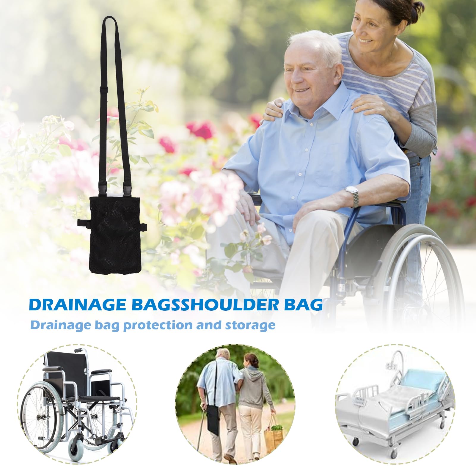 Bolsas para catéter universal, soporte elástico y versátil para catéter de pierna, bolsas de orina para llevar, correa de hombro ajustable y abertura invisible, usable y discreta (Negro)