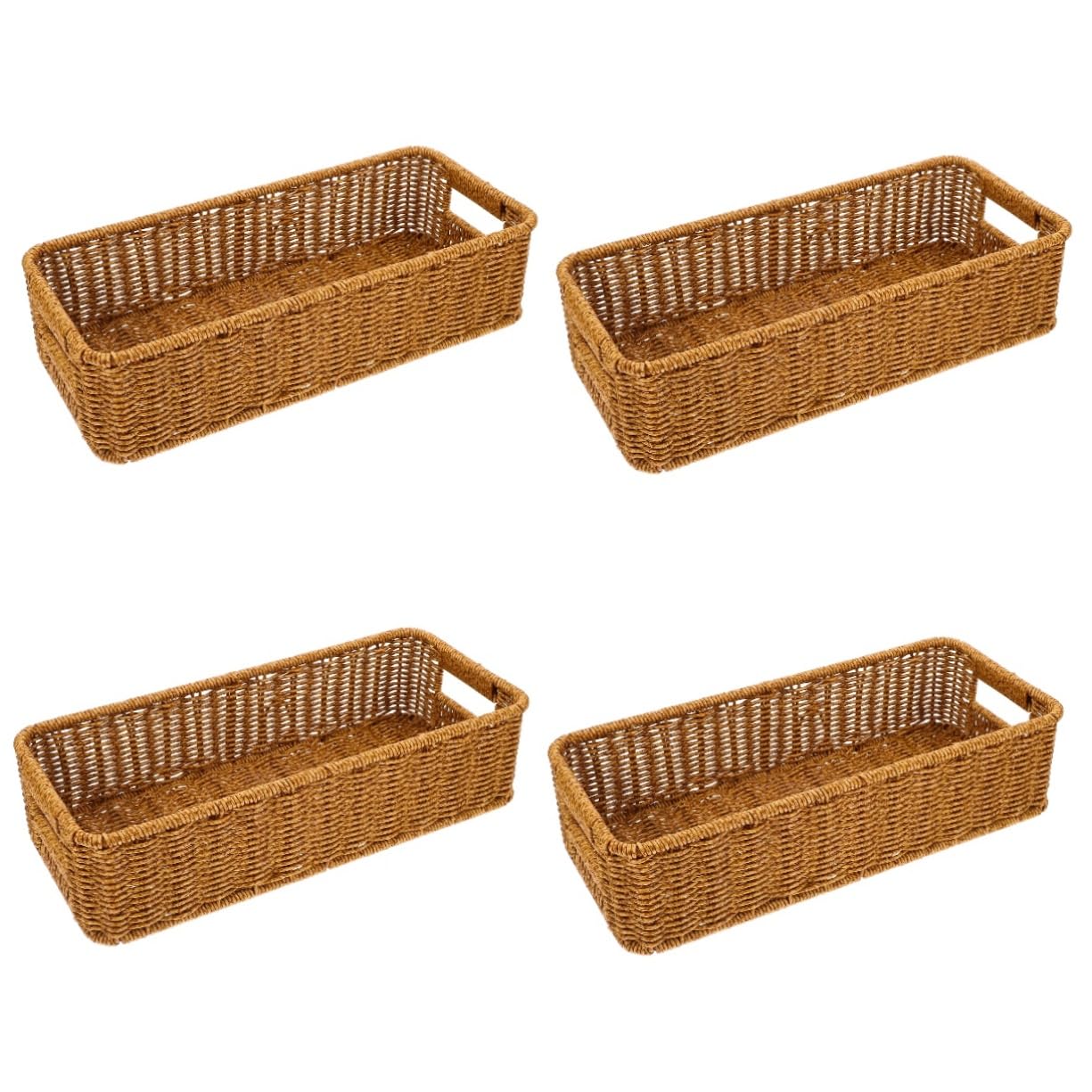 Ciieeo 4 Piezas Cesta De Cubiertos De Ratán Compartimento para Cuchara y Tenedor Cesta De Almacenamiento De Algas Marinas Canastas Nido Decorativas Frutero Ovalado Khaki Ratán De Plástico