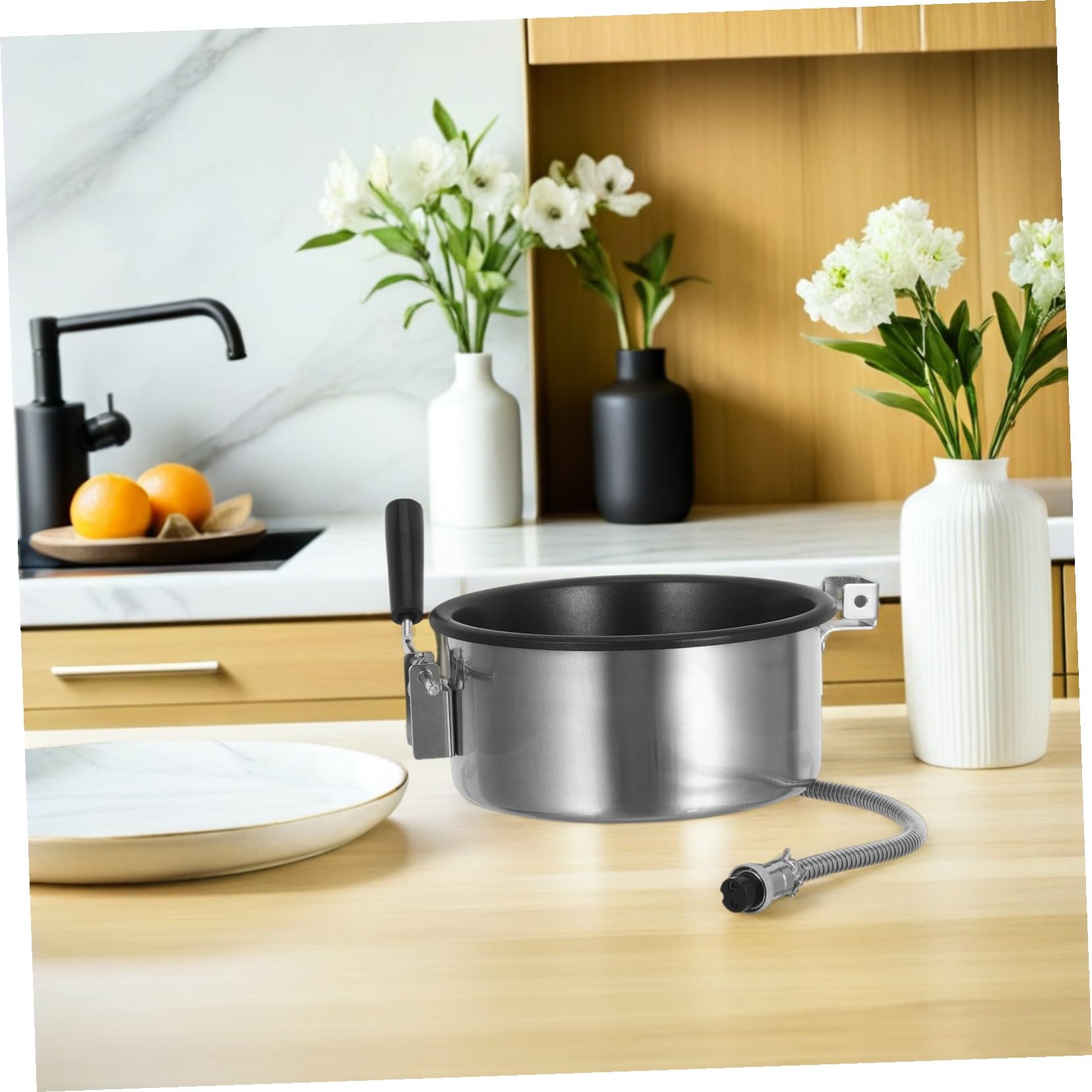 Popcorn Kessel 8 Oz aus Edelstahl und Aluminium für Popcornmaschine | Ersatzteil, Gleichmäßige Erwärmung, Platzsparendes Design, für Festivals und Familienfilmabend