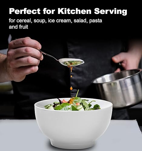 Miniatura 3 de Bruntmor Juego de 4 cuencos de cerámica para postres de 20 onzas, color blanco, cuencos de porcelana de 20 onzas para helado, aperitivos, postres,