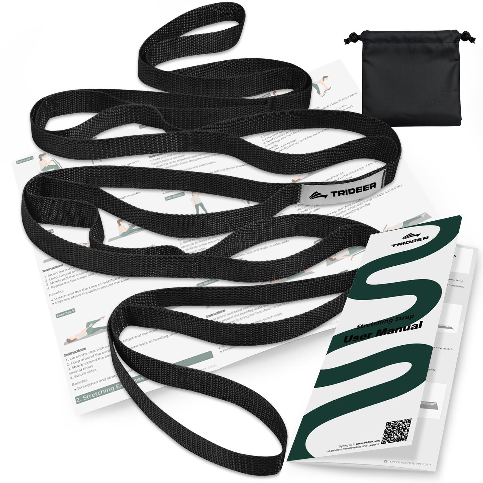 Photo 1 of Trideer Stretching Strap with Loops - Onyx Black