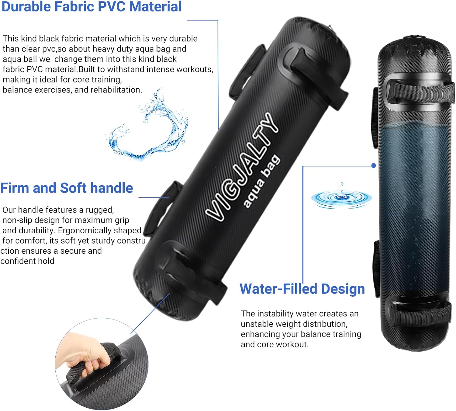 Heavy Aqua Bags-Water weight Bag 38-66Ibs - Ultimate Core Water Weights Aqua Ball-Adjustable Workout Sandbag Alternative for Full Body Exercise, Portable Stability Fitness & Balance Trainer Equipment - Image 7